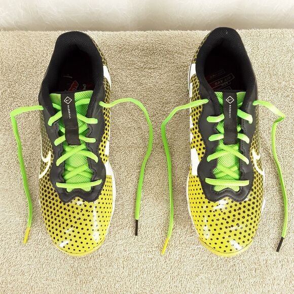 NIKE Baseball Cleats Youth size 6Y, Alpha Huarache Kids Shoes black yellow green - Picture 7 of 11